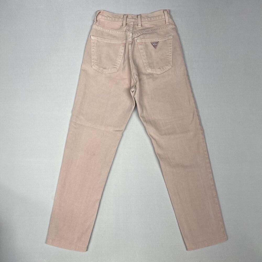 Vintage Guess Jeans Womens 26 S Pink Light Wash High Rise Slim Straight Made USA